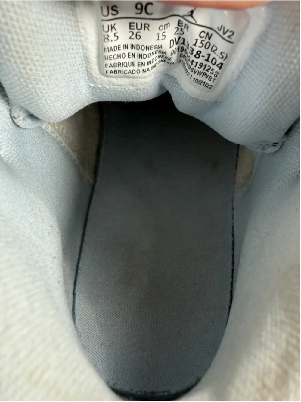 Air Jordan DV1338-104 1 Mid SE TD 'White Ice Blue' toddler shoes SIZE 9C